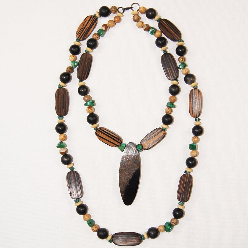 Statement Necklace Festival Necklace Gifts for Her Wood Necklace Festival Jewelry Beaded Jewelry Beaded Necklace Gemstone Necklace