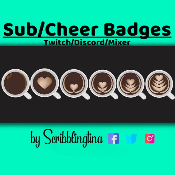 Twitch Sub Badges Twitch Bit Badges Coffee Sub Badges Etsy