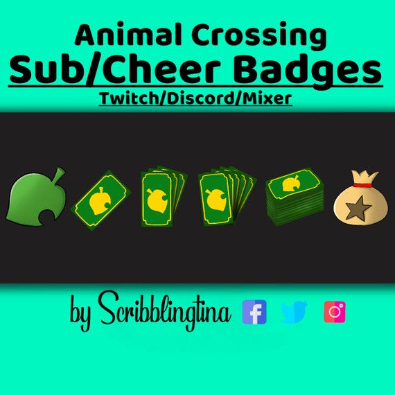 Animal Crossing Sub Badges Twitch Sub Badges Bit Badges Etsy
