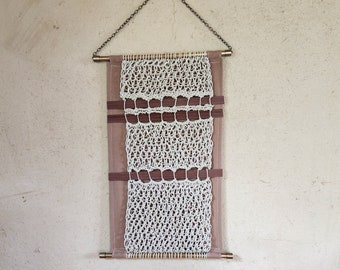 Hand Woven Walnut Wall Art, Ethnic Wall Decor, Wood and Loom Wall Panel, 37cm(15'') x 57cm(23'')