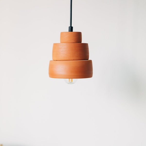 Petite suspension nordique, plafonnier en céramique terracotta, lampe à suspension bohème, lustre moderne, abat-jour minimaliste, lampe géométrique