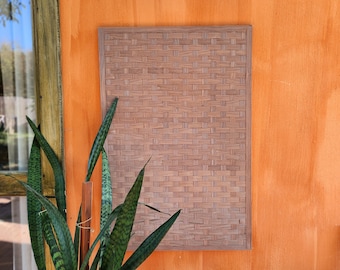 Walnut Wood Panel, Hand Woven Wall Art, Ethnic Wall Decor, Wood Wall Panel, 60cm (24") x90cm (35")