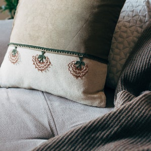Unique Handmade Cushion with Geographical Embroidered Needle Lace on Special Fabric,Decorative Throw Pillow for Home Accent image 9