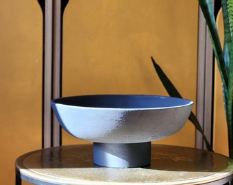 Black Earthenware unglazed ceramic bowl, Aged and Vintage Looked, Perfect for Shelf Coffee tables, Dresser decoration