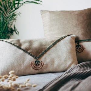 Unique Handmade Cushion with Geographical Embroidered Needle Lace on Special Fabric,Decorative Throw Pillow for Home Accent image 4