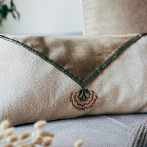 Unique Handmade Cushion with Geographical Embroidered Needle Lace on Special Fabric,Decorative Throw Pillow for Home Accent image 6