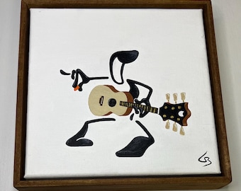 Penman Character Playing the Acoustic Guitar Painting on Canvas