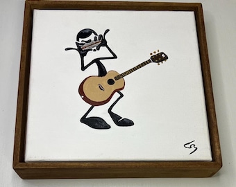 Penman Character Playing the Guitar and Harmonica