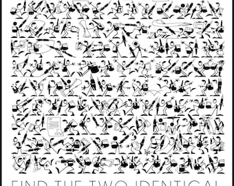 PENMEN Find Two Identical Art Poster, 11x17 or 11x14 Option