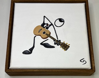 Penman Character Playing the Acoustic Guitar Painting rocking the Canvas