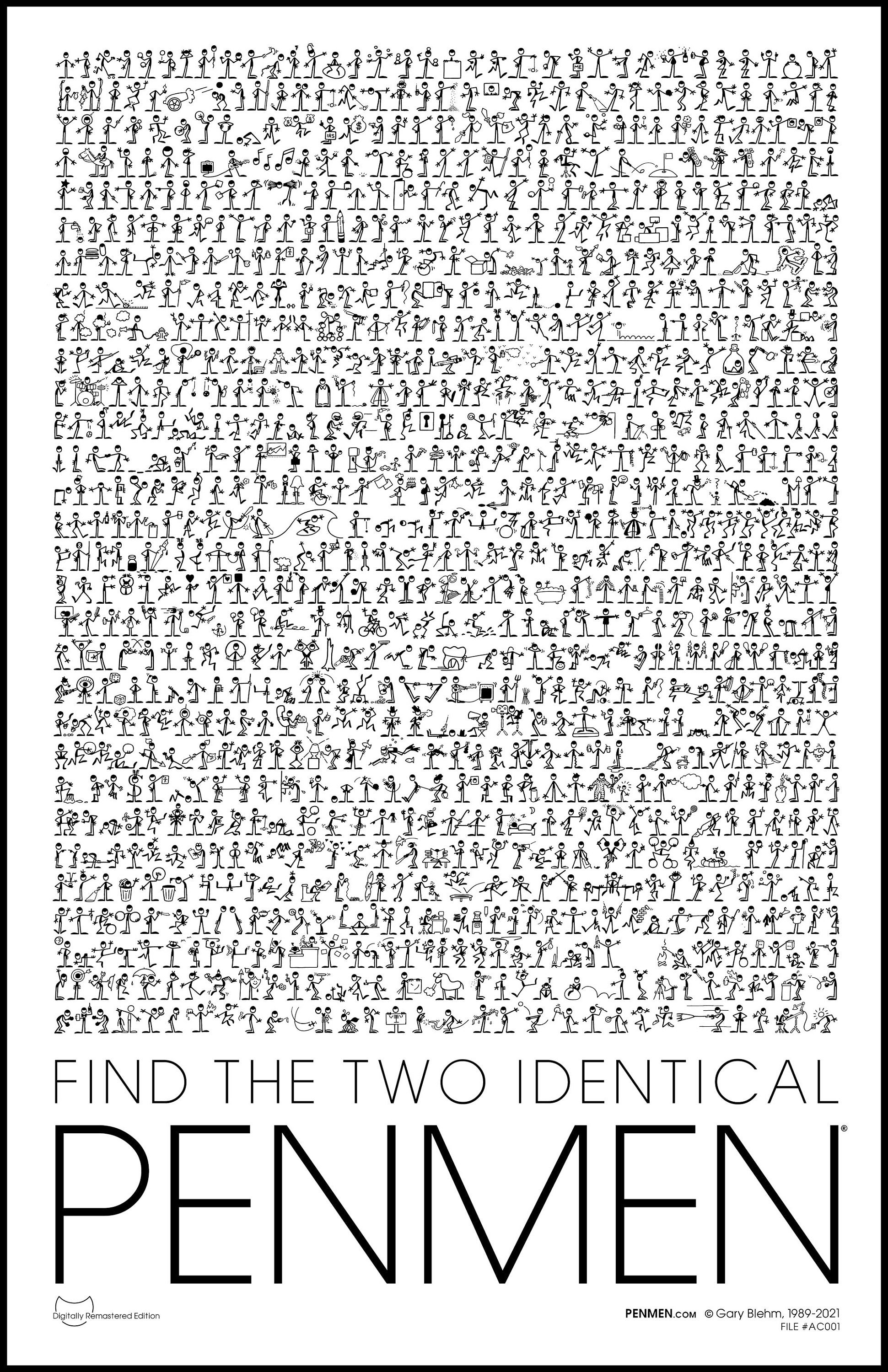 Interactive Fun Art Poster: Find the Two Identical PENMEN® 11 x 17 Print