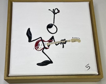 Penman Character Playing a Red Electric Guitar