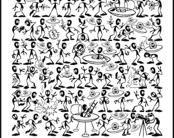 Alien UFO Poster: Find Two Identical Alien PENMEN® 11 x 17 Print
