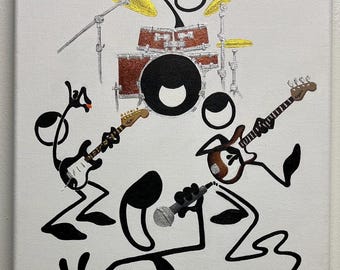Penman Character with Rock Band Painting on Canvas