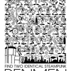 Steampunk Poster: Find Two Identical Steampunk PENMEN® 11 x 17 Print
