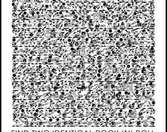 Rock Music Poster: Find Two Identical Rock 'n' Roll PENMEN® 11 x 17 Print