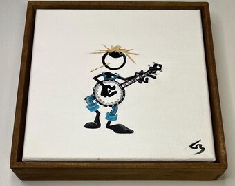 Penman Character Playing the Banjo on Canvas