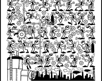 Steampunk Poster: Find Two Identical Steampunk PENMEN® 11 x 17 Print