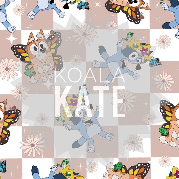 Puppy Sister Butterfly Seamless Pattern