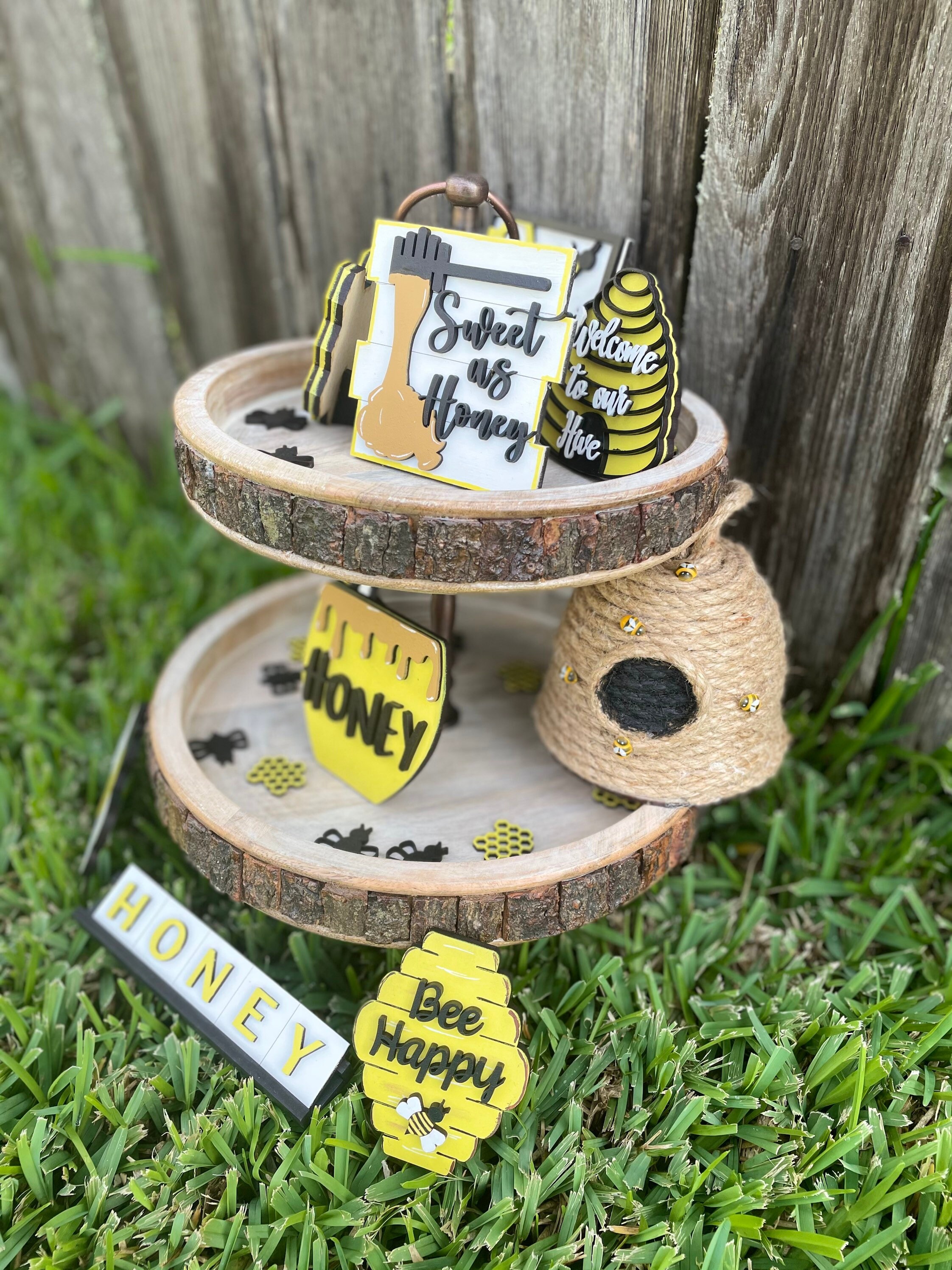 Bee Tiered Tray Tiered Tray Decor Bumblebee Etsy