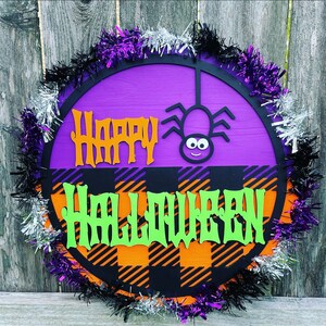 Halloween Sign, Halloween Decor, Halloween Wreath, Halloween Door Hanger, Halloween Round, Halloween, Halloween Front Door