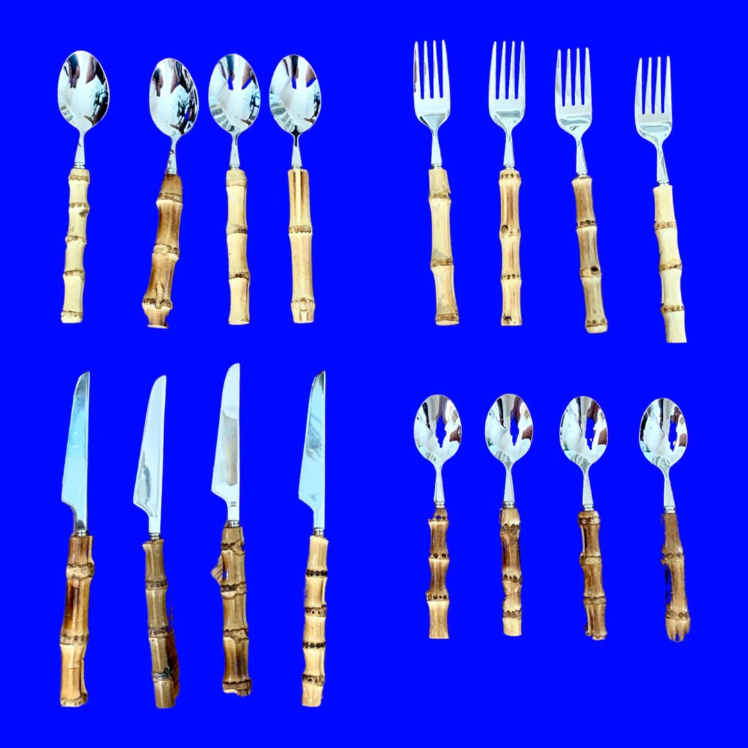 Bamboo Handle Flatware Etsy