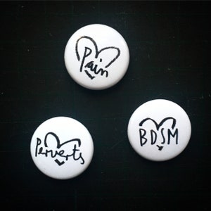 3 kinky love pins of your choice. image 1