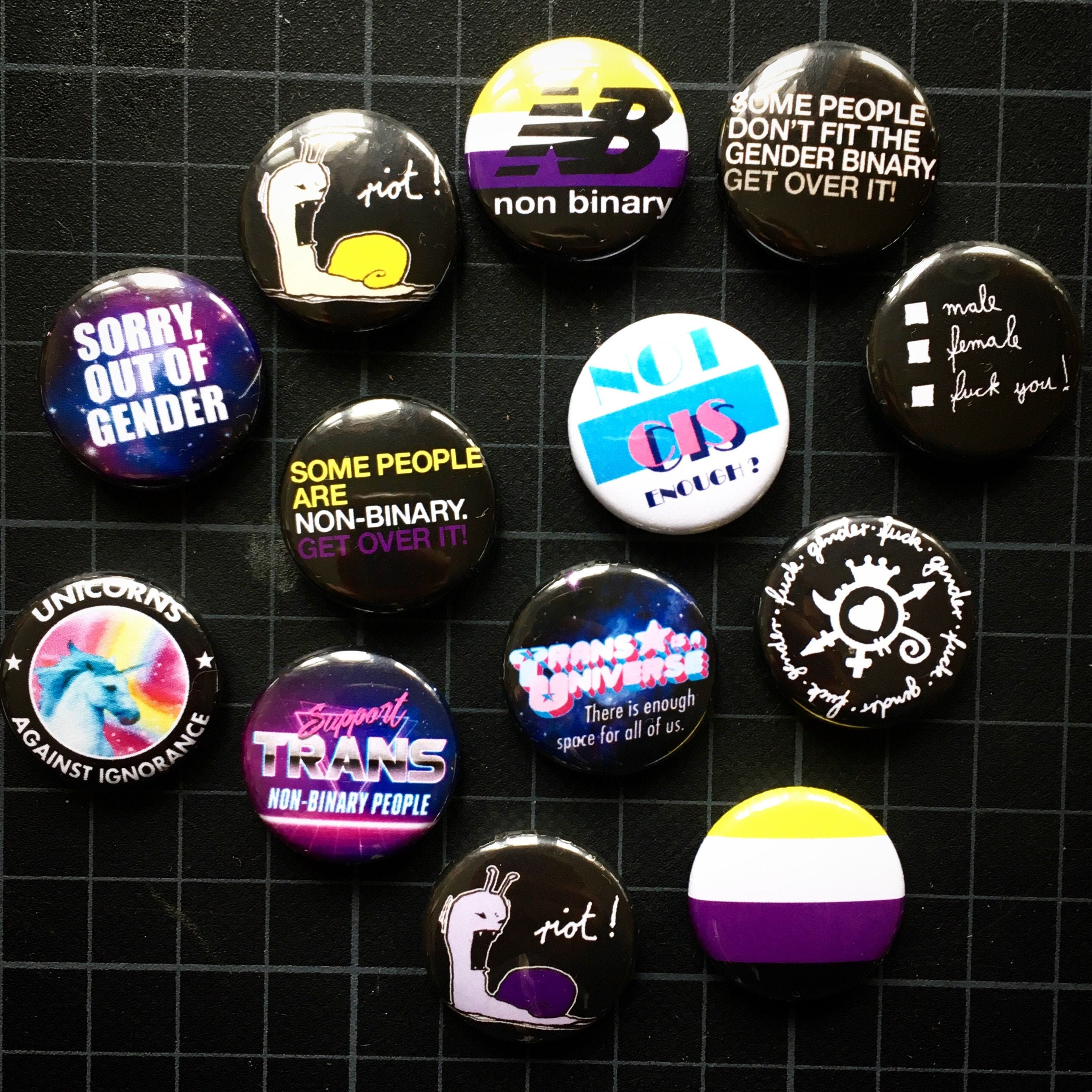 3 NONBINARY ENBY pins of your choice. Etsy