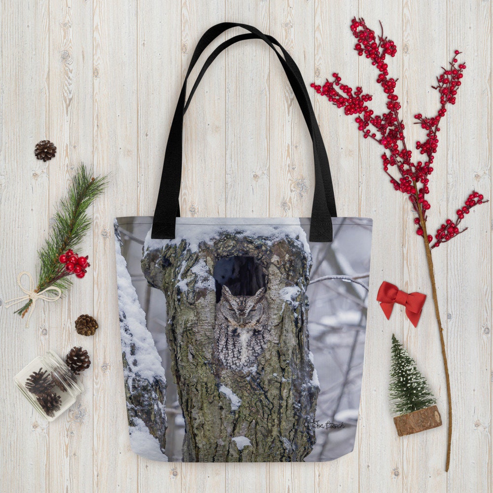 Camouflaged Screech Owl Tote Bag | Camouflaged Screech Owl  Shopping Bag |  Camouflaged Screech Owl 