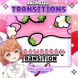 Pink Strawberry Transition, Twitch Strawberry Assets, Cute Stingers Obs, Twitch transitions, OBS Stingers, Obs transition, Cute Transition