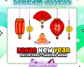 ANIMATED Lantern Decor | Streamer Assets, PNGtuber assets, Vtuber Assets, Cute Stream Assets, Stream Assets, Lunar New Year Stream Assets