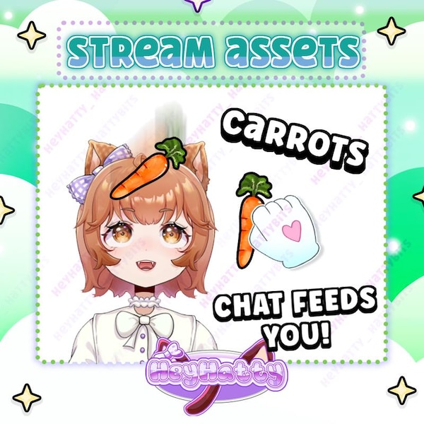 CHAT feeds CARROTS | Channel Point Redeem, Twitch Assets, Furry Assets, Cute Stream Assets, Cute Bunny Stream Assets, Rabbit Streamer Assets