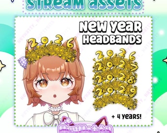 Year Bands | Streamer Assets, Twitch Assets, PNGtuber assets, Vtuber Assets, Cute Stream Assets, Stream Assets, New Year's Eve Stream Assets