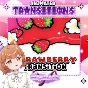 Strawberry Transition, Twitch Strawberry Assets, Cute Stingers Obs, Twitch transitions, OBS Stingers, Obs transition, Cute Transition, OBS