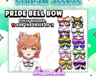PRIDE Bell Bows | Streamer Assets, Twitch Assets, Pride Vtuber, Vtuber Assets, Cute Stream Assets, Stream Assets, Pride Rigged Stream Assets