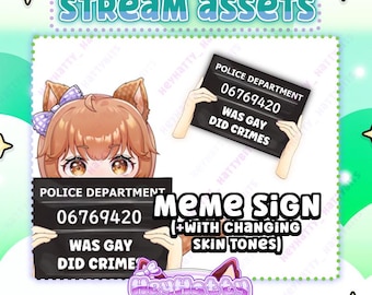 Meme Sign | Streamer Assets, Twitch Assets, Gay stream assets, Vtuber Assets, Funny Stream Assets, Meme Stream Assets, Pride Stream Assets,