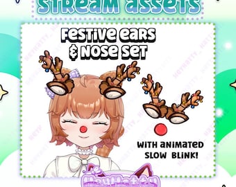 Reindeer Set | Streamer Assets, Twitch Assets, PNGtuber assets, Vtuber Assets, Cute Stream Assets, Stream Assets, Christmas Stream Assets