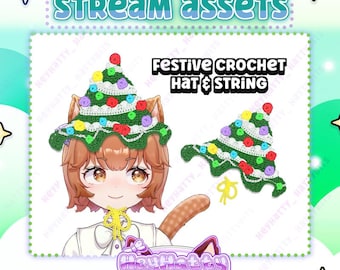 Crochet Hat Set | Streamer Assets, Twitch Assets, PNGtuber assets, Vtuber Assets, Cute Stream Assets, Stream Assets, Christmas Stream Assets