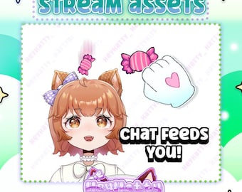 CHAT feeds CANDY | Channel Point Redeem, Twitch Assets, Hand Pet Asset, Cute Stream Assets, Cute Furry Stream Assets, Furry Streamer Assets