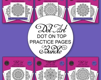 Dot Art Mandala Dot On Top Practice Pages - 30 Mandalas in 5 Sizes - JPG Instant Digital Download - Printable Dot Painting Practice Pages