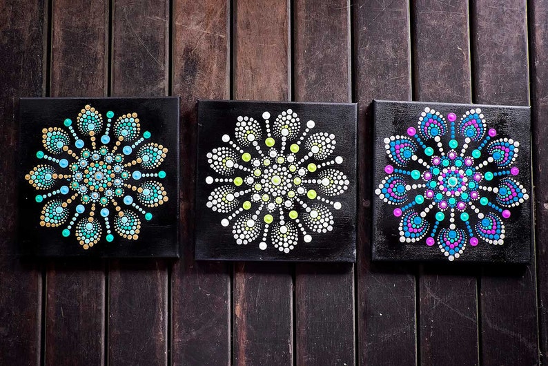 dot art pattern canvas 8 downloadable pdf mandala dotting etsy