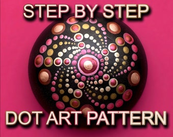 Dot Art Pattern Round Rock 6  - Downloadable PDF - Mandala Dotting - Dotting Art Painting - Printable Pattern