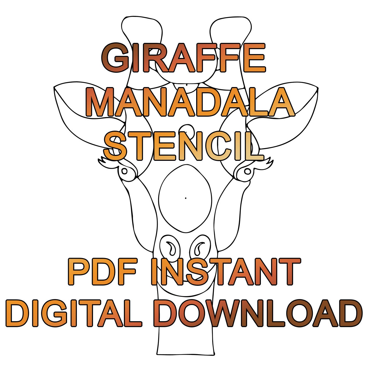 dot art giraffe mandala stencil in 5 sizes pdf instant etsy