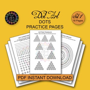 Dot Art Practice Pages - 18 Pages - PDF Instant Digital Download - Printable Dot Painting Practice -  Dot Art Practice Sheets Dot on Top
