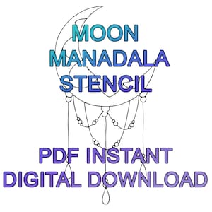 Dot Art Moon 2 Mandala Stencil in 5 sizes - PDF Instant Digital Download - Printable Stencil for Outline for Mandala Dotting Art