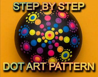 Dot Art Pattern Round Rock 4  - Downloadable PDF - Mandala Dotting - Dotting Art Painting - Printable Pattern