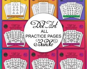 Dot Art Practice Pages Bundle - 257 Pages - PDF Instant Digital Download Printable Mandala Dot Painting Practice Sheets - Dotting