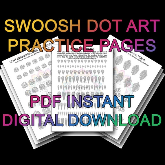 Swoosh Dot Art Practice Pages 8 Pages PDF Instant Digital 