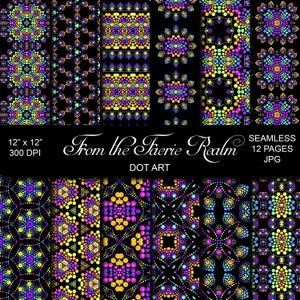 Carta per album digitale Rainbow Dot Art / Modello senza cuciture / Modello stampabile / Dot Art Mandala / Pittura a punti / Punteggiatura /