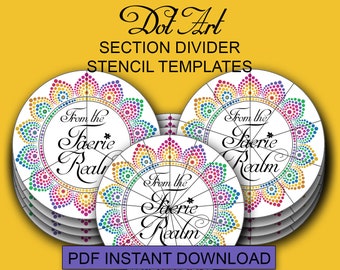 Dot Art Section Divider Stencils  - Digital Download - Dotting Tools for Mandala Dotting Art - Printable Stencil